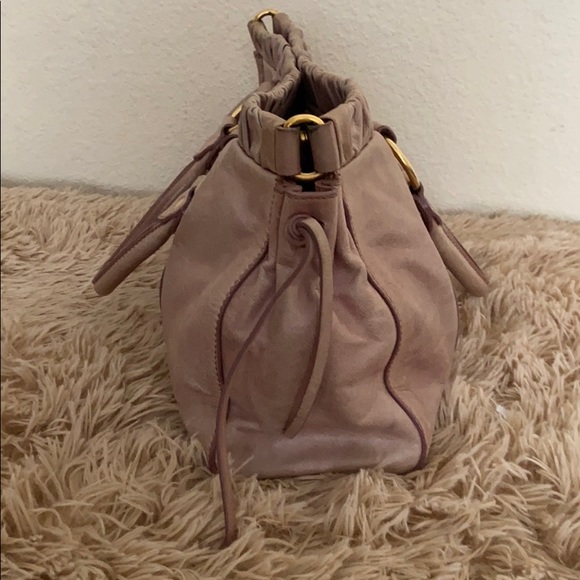 Auth Miu Miu Beige Vitello Pleated Satchel - Picture 5 of 17